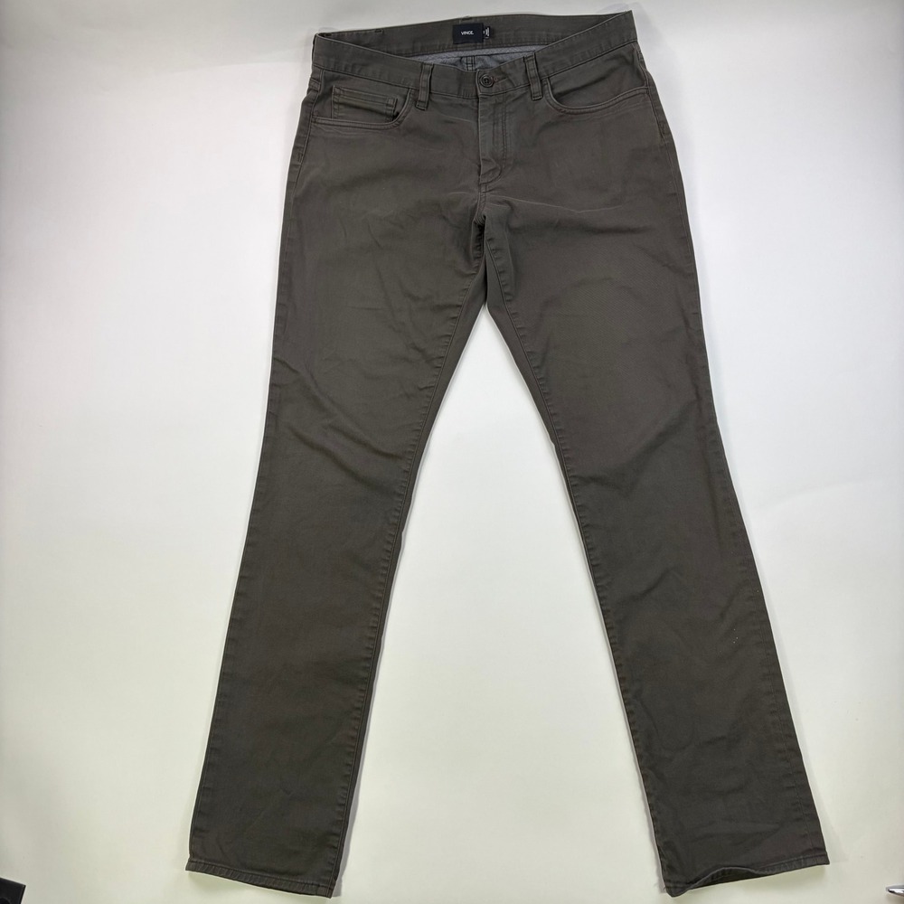 Vince 5-Pocket Chino Pants Mens 32 Gray Stretch Cotton Slim Straight Trousers